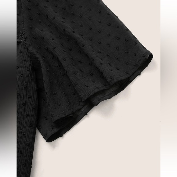 BloomChic Plus Size 2XL Solid Texture Lace Trim See Through Gathered Blouse us18 - Picture 5 of 8